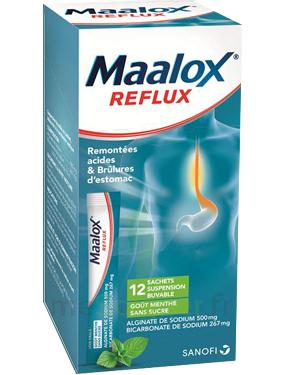 Mesoigner Maalox Reflux Alginate De Sodium Bicarbonate De Sodium Menthe 500 Mg 267 Mg Sans Sucre Suspension Buvable En Sachet Edulcoree A La Saccharine Sodique Alginate De Sodium Bicarbonate De Sodium