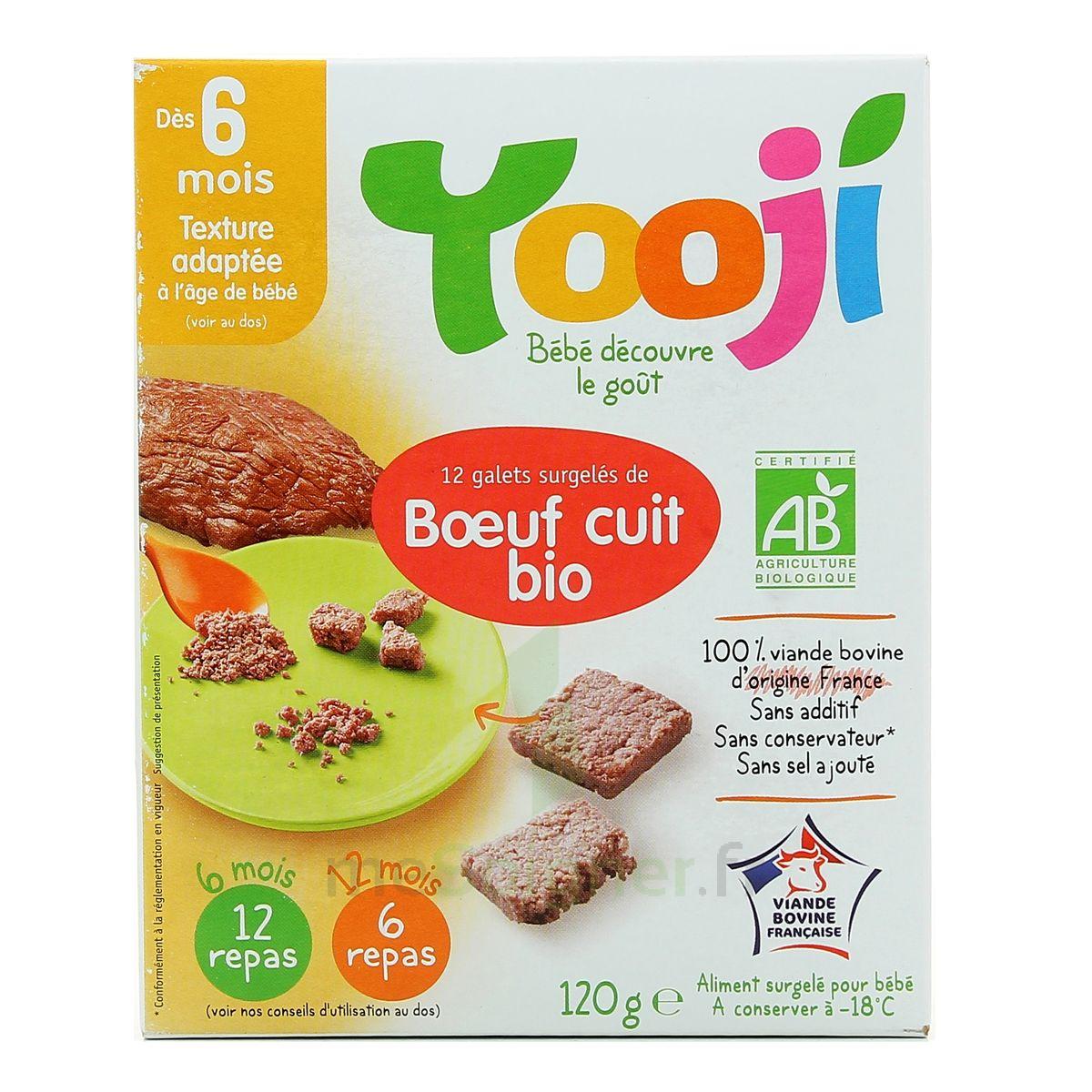 Mesoigner Yooji 12 Galets De Boeuf Bio Vbf Hache Cuit Et Surgele A Partir De 6 Mois